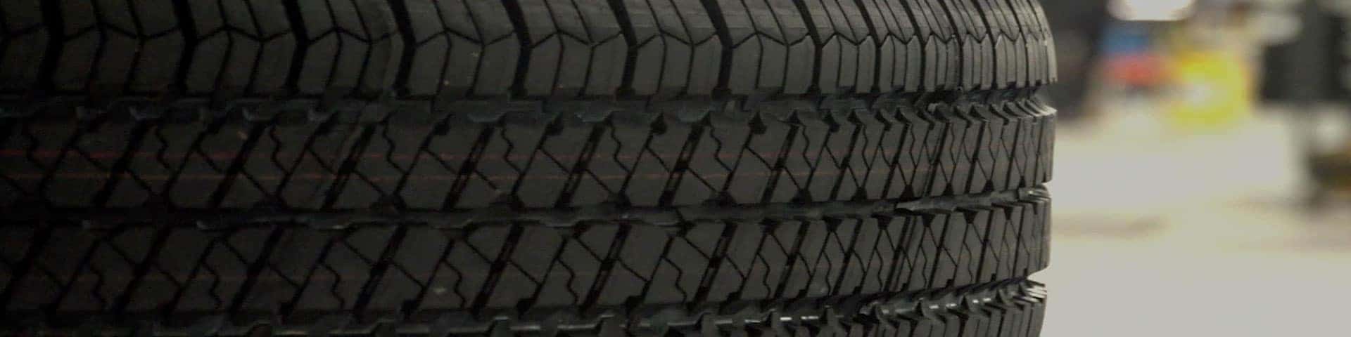Close up view of tire on its side