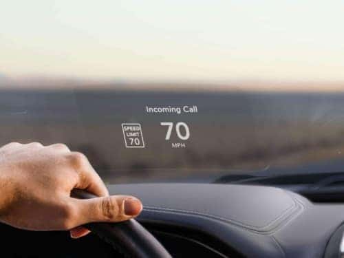 2024 RAM 1500 close up view of speed on heads up display