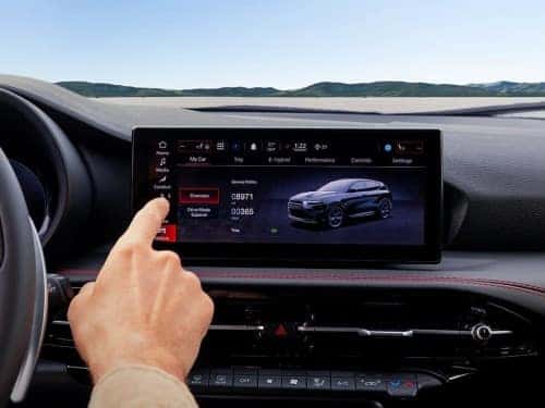 close up view of usage of touchscreen display