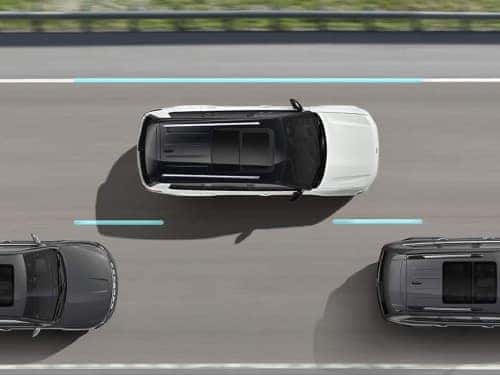 2025 Jeep Grand Cherokee overhead model view of active lane management safety feature