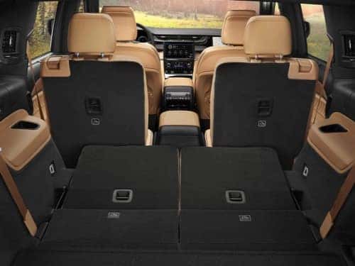 2025 Jeep Grand Cherokee L view of back seat laid down to show large cargo space