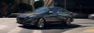 2021 Hyundai Elantra turning a corner on in the city (2)