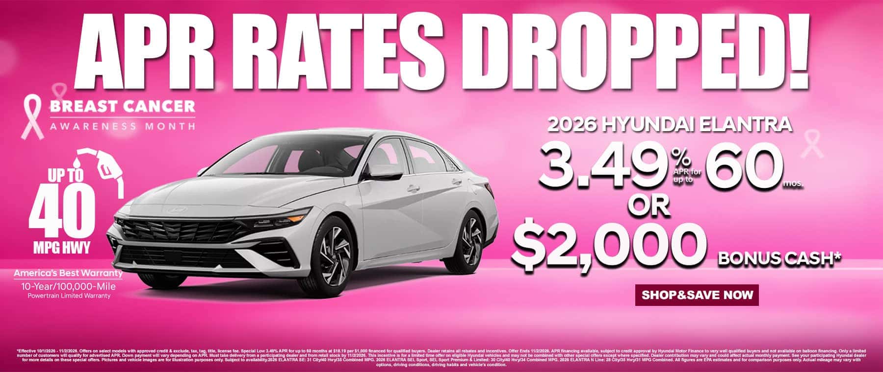 Hyundai elantra apr Breast Cancer Awareness offer