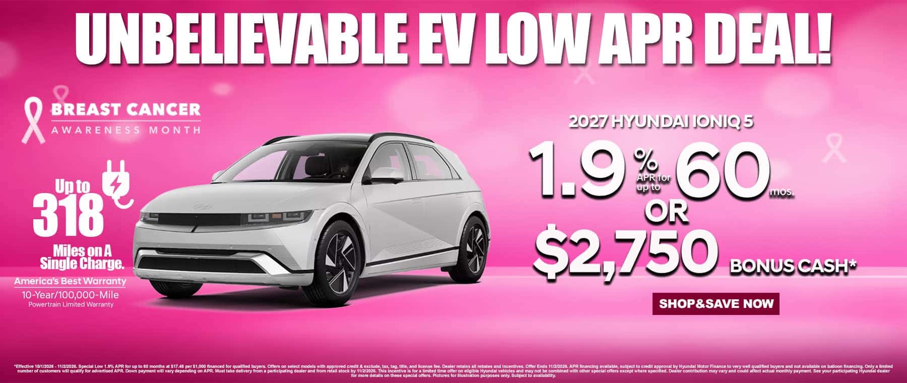 Hyundai ioniq 5 apr Breast Cancer Awareness offer