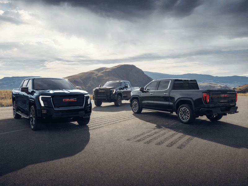 2026 GMC trucks lined up at Linus Buick GMC in Vero Beach