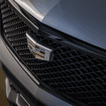 Cadillac emblem close-up on 2025 model