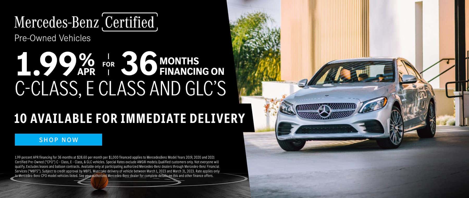 Receive 1.9% financing up to 36 months on Certified Mercedes C-Class, E-Class, & GLC at Mercedes Benz of Rochester in Rochester NY