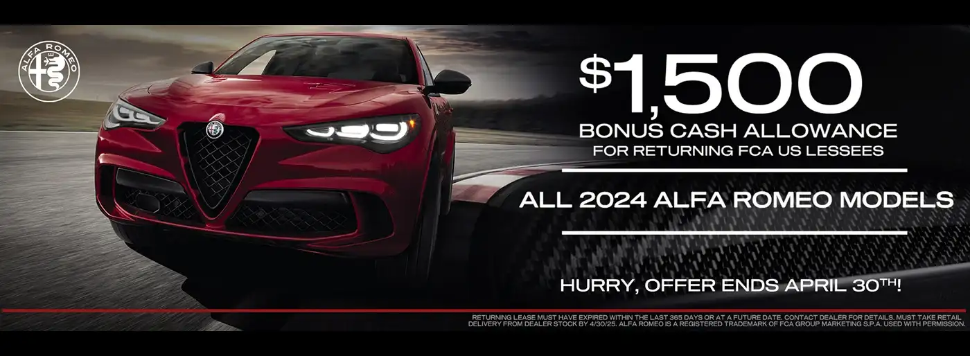 $1500 Lease Return Bonus Cash on All 2024 Alfa Romeo in Denver, Colorado