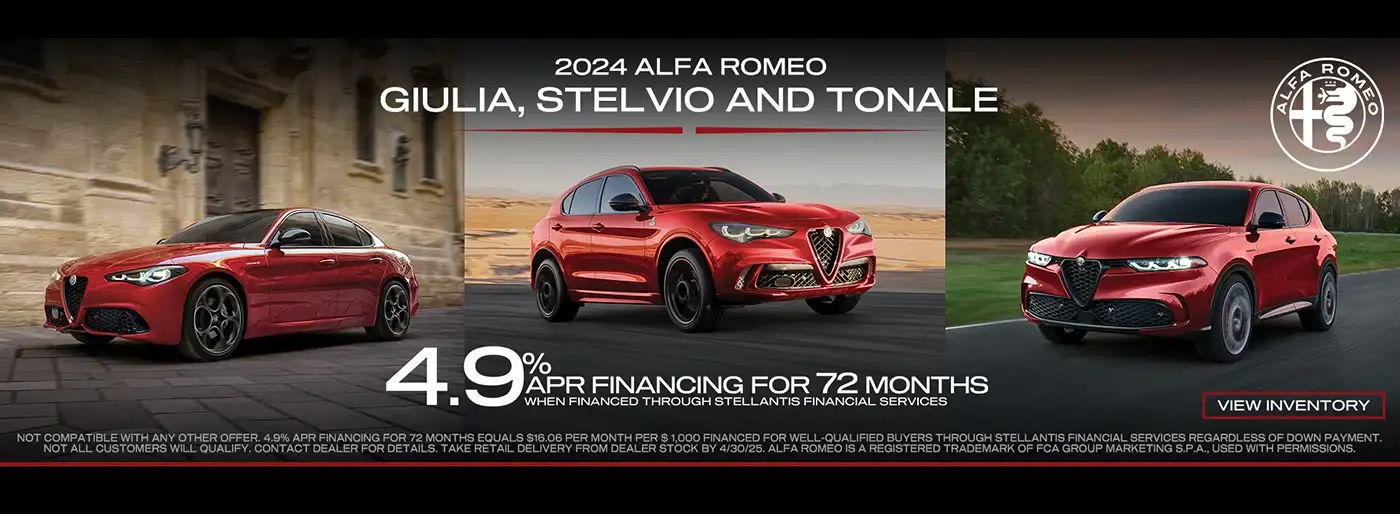 4.9% APR Financing for 72 Months on All 2024 Alfa Romeo in Denver, Colorado