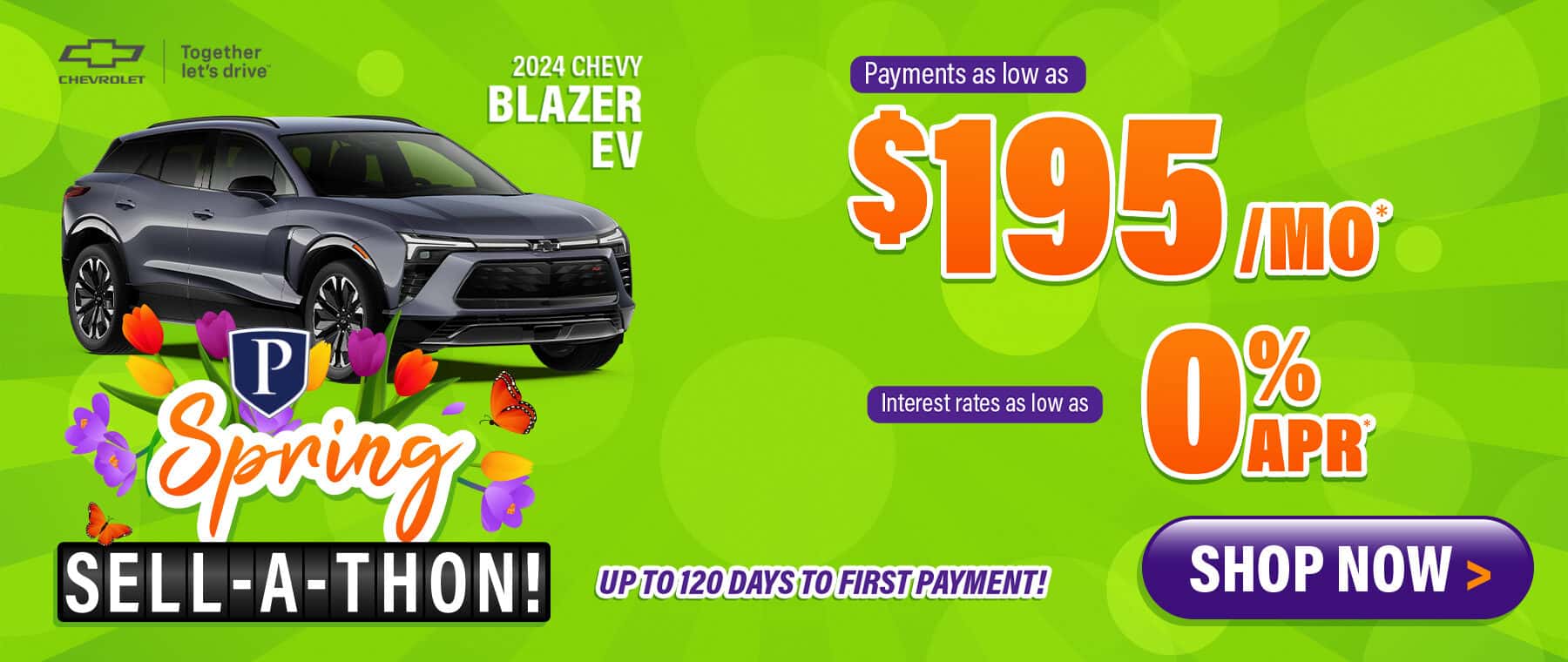 2024 Chevy Blazer EV - APR as low as 0%; payments as low as $195/mo; up to 120 days to first payment