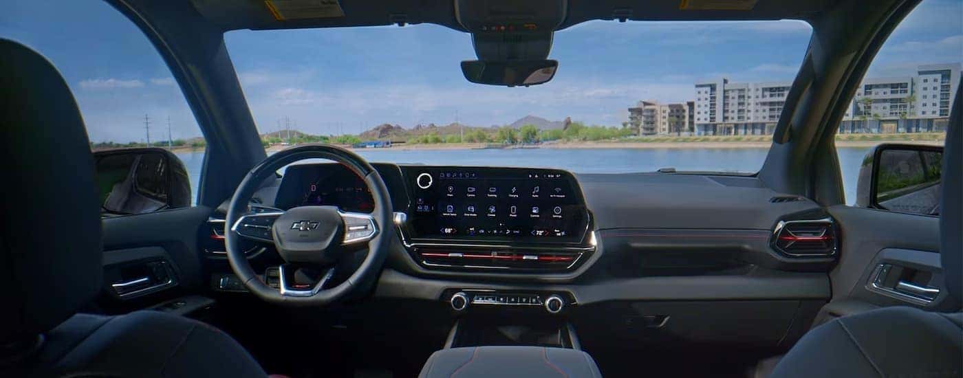 The interior cabin of a 2024 Chevy Silverado EV for sale.