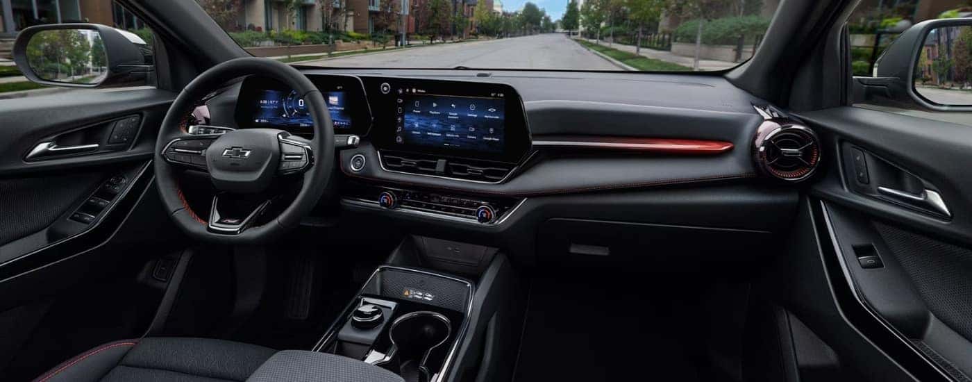 Black interior in a 2025 Chevy Equinox RS.