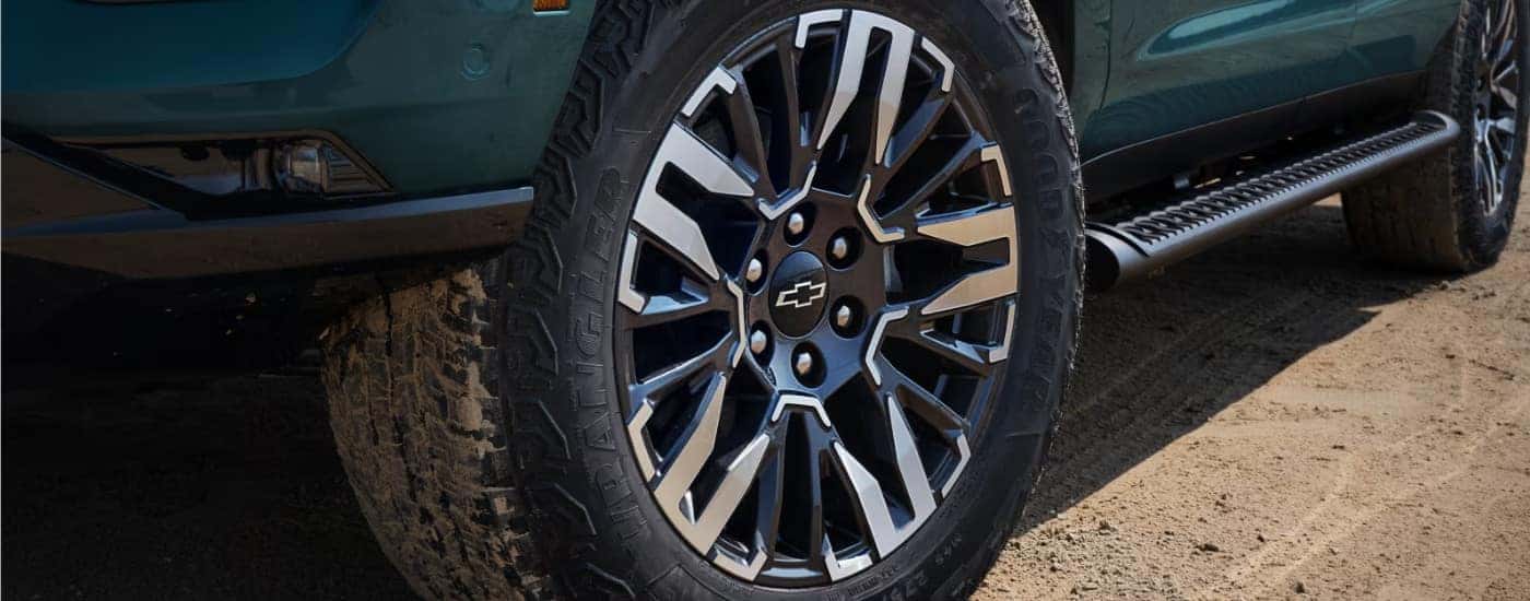 Wheel on a green 2025 Chevy Tahoe Z71.