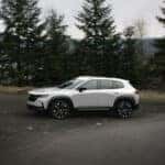 Mazda SUVs driving at wintertime