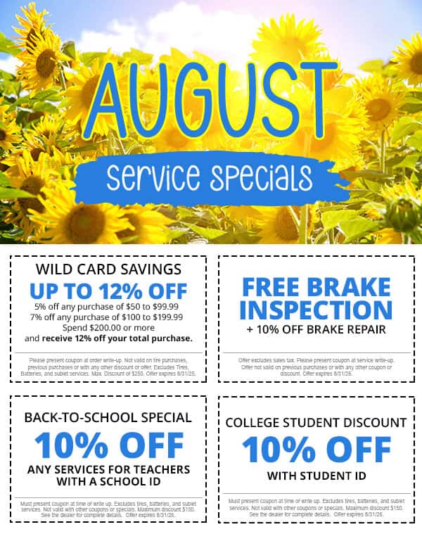 August Service Specials