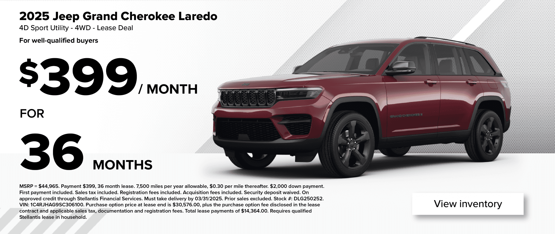 2025 Jeep Grand Cherokee Laredo Lease Offer