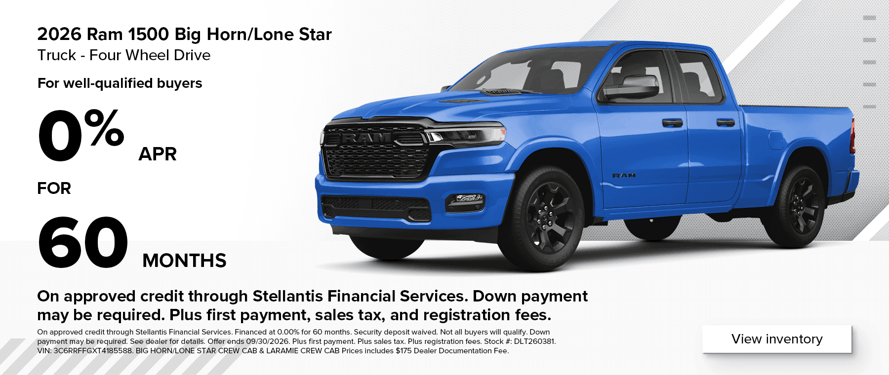 Ram 1500 Big Horn Lone Star 0% Financing Special at all West Herr Chrysler Dodge Jeep Ram locations near Buffalo & Rochester, NY!