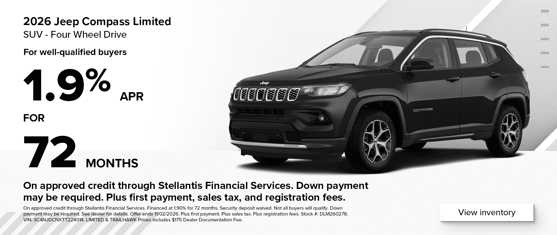 Jeep Compass 1.9% for 72 month Financing Special at West Herr