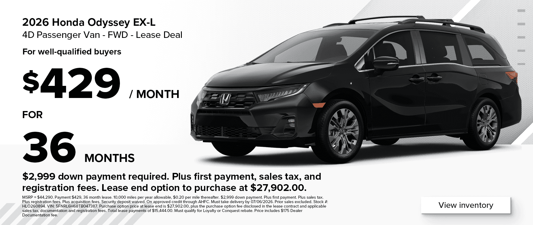 Honda Odyssey Offer