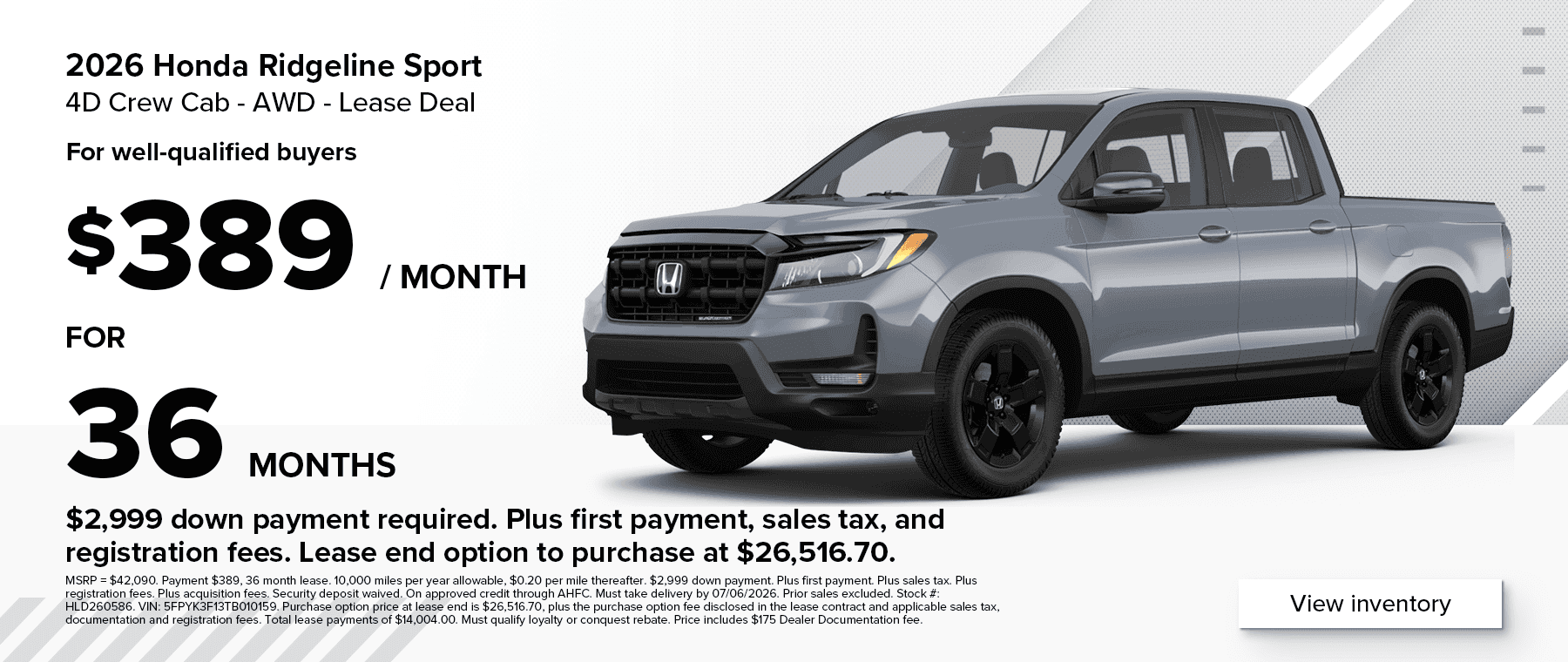 Honda Ridgeline Offer